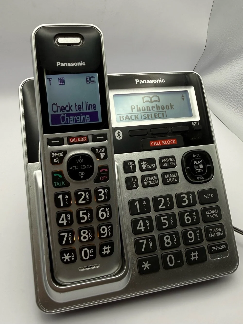 Panasonic KX-TGF970 Cordless Phone Base Handset Call Block Bluetooth Tested